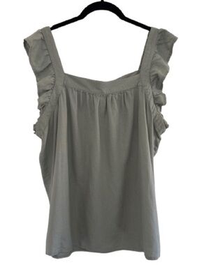 Ecothreads Flutter Sleeve Linen Lenzing Viscose Blend Blouse Top Green Boho